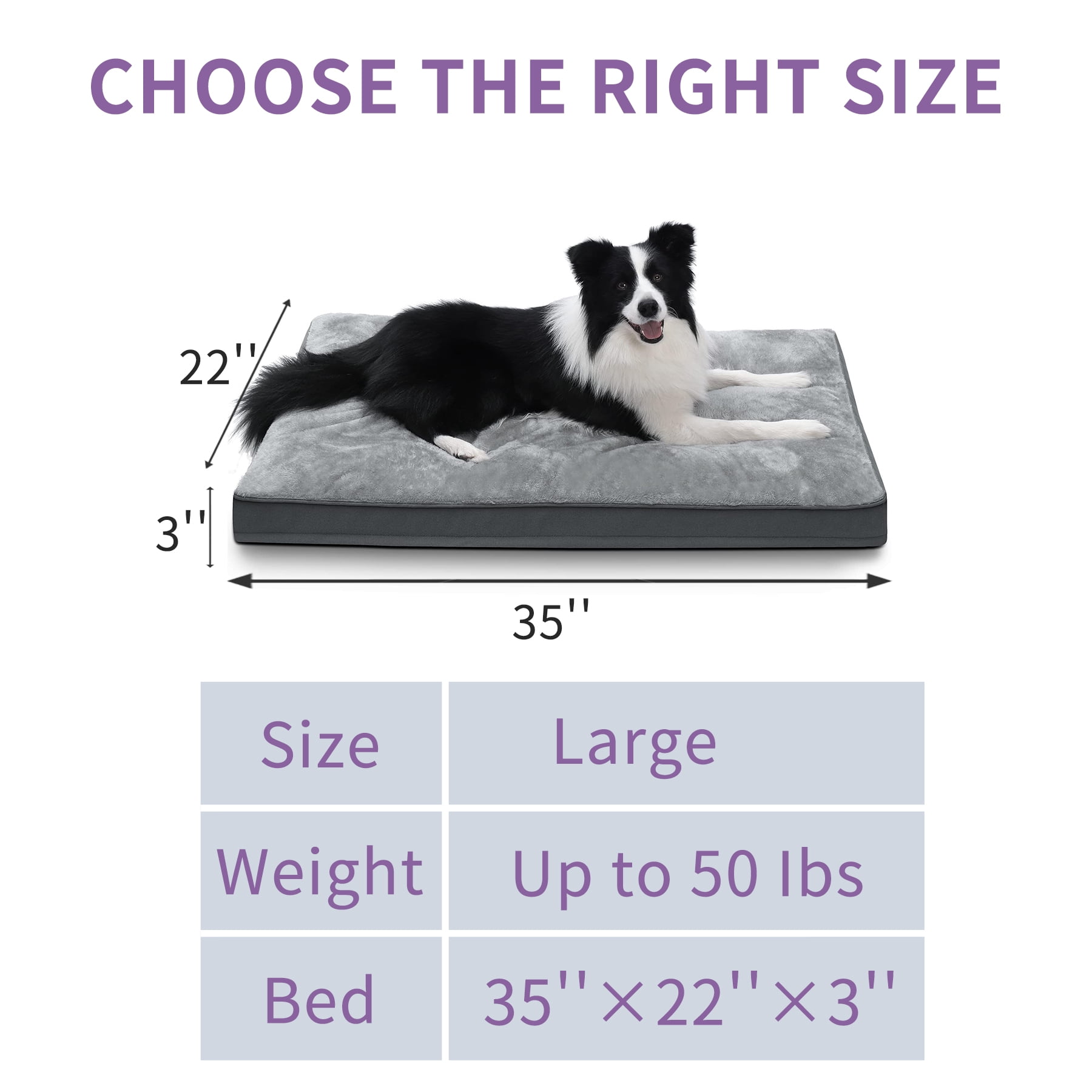 Walpetmar 35" Waterproof Dog Bed for Large Dogs with Removable Washable Cover