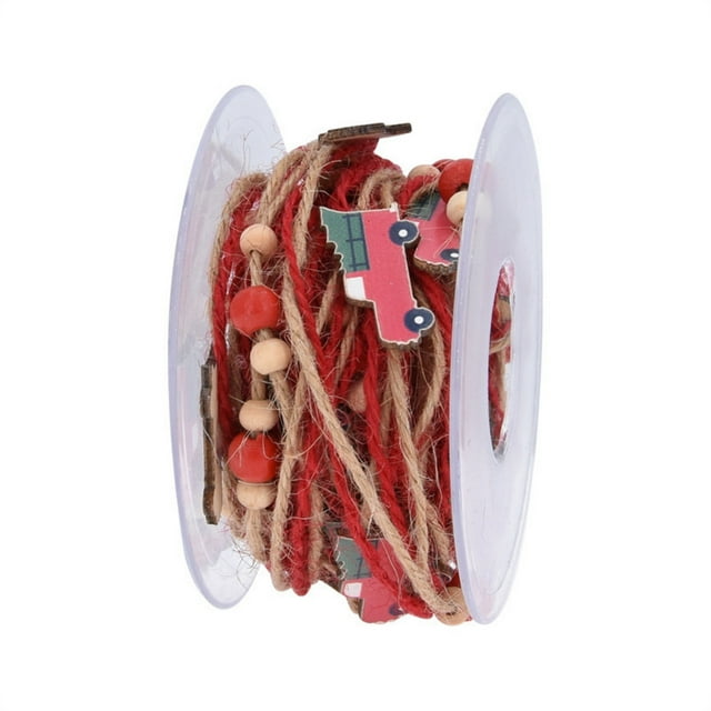 Christmas Tree Ribbon 5 m Fine Linen Beaded Decorative Ribbon for Indoor and Outdoor Holiday Decorations