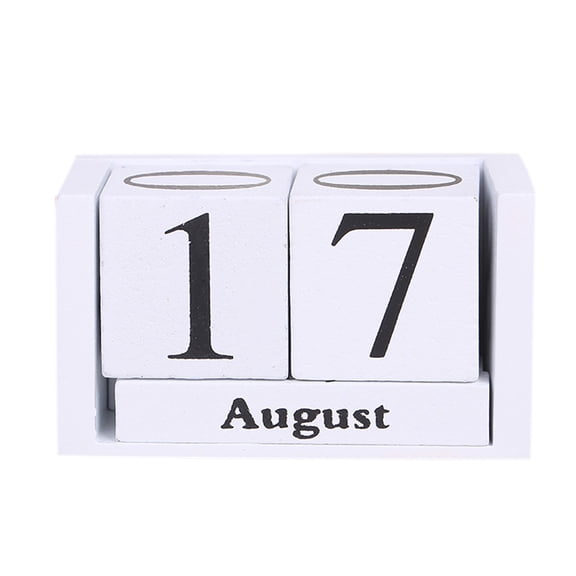 Calendario de letras de escritorio Bewildely Vintage bloque de cubo decoración del hogar color blanco