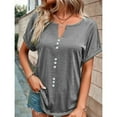 thumbnail image 2 of Summer Plus Size Tops for Women Plain Short Sleeve V Neck T Shirts for Women Dressy Casual Work Office Blouses, 2 of 6