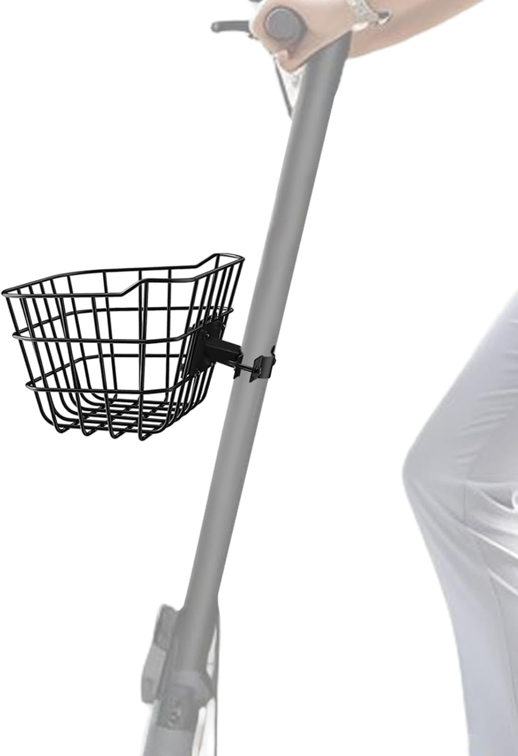 Black Metal Anti-Sag Front Bicycle Basket for Scooters