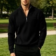 thumbnail image 7 of CQONEPT Mens Big and Tall Corduroy Quarter Zip Sweatshirt Casual Henly Sweater Trendy Tops Lightweight Stand Collar Pullover Shirts with Pockets Black S, 7 of 7