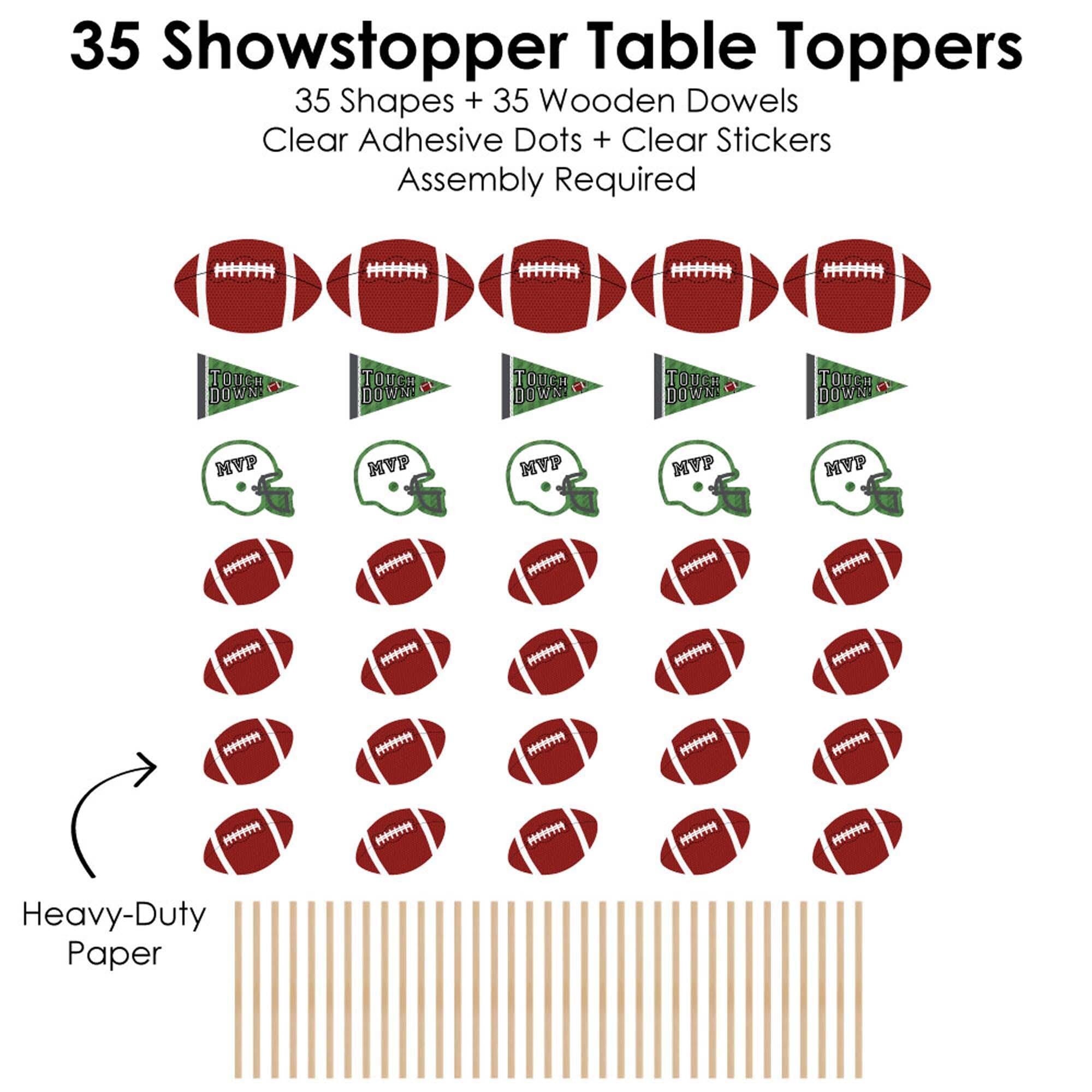 Big Dot of Happiness End Zone - Football - Baby Shower or Birthday Party Centerpiece Sticks - Showstopper Table Toppers - 35 Pieces