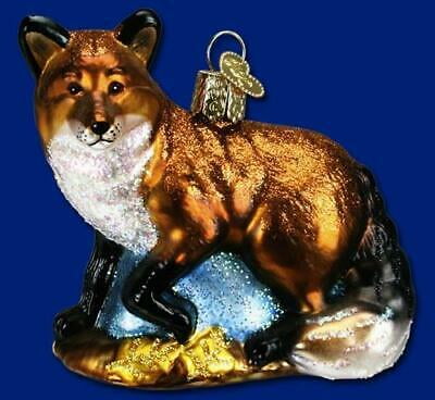Square Red Fox Glass Ornament