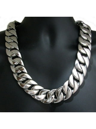 Men's Huge 30MM Thick Chain Silver Cuban Link 316L Stainless Steel 24  Necklace