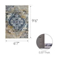 thumbnail image 2 of 596478 Vienne Vintage Faded Turkish Medallion Ivory and Navy Area Rug 6'7"x9'6", 2 of 9