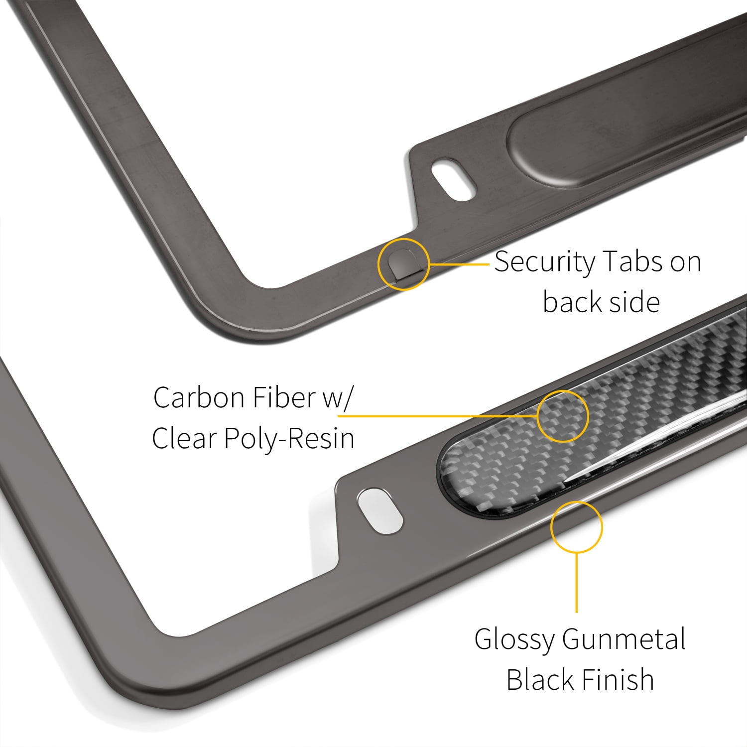 iPick Image for Ford Expedition Real Carbon Fiber Insert Gunmetal Chrome Stainless Steel License Plate Frame, Official Licensed