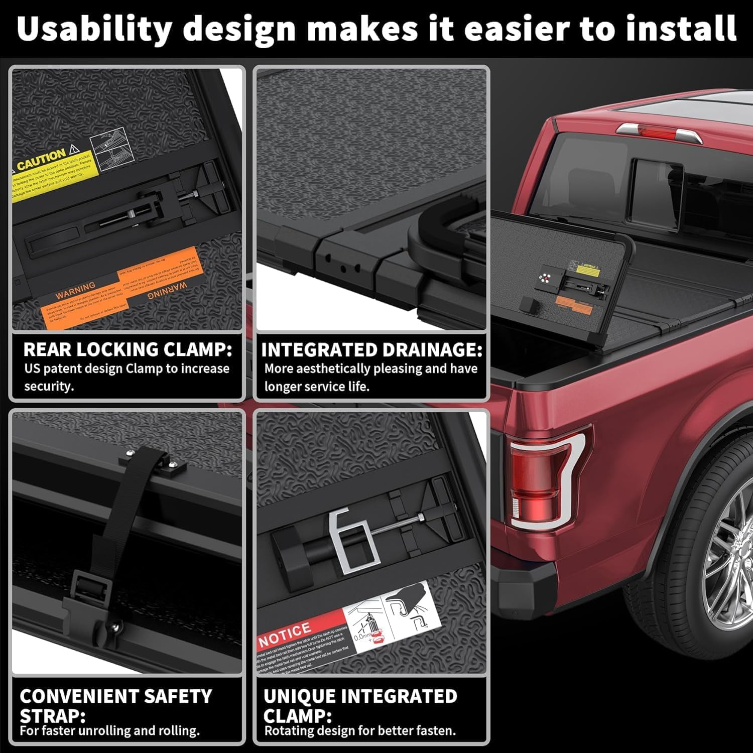 TITANICMOTOR 3-Fold 5FT 60Inch Hard Tonneau Cover for 2015-2026 Chevy Colorado GMC Canyon Bed Cover