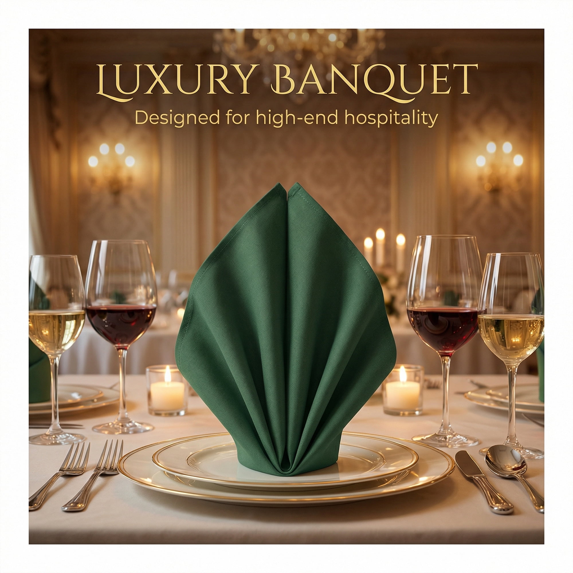 Unique Bargains 12Pcs Cotton Washable Reusable Events Cloth Napkins Dark Green 16x16inch