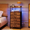 thumbnail image 6 of Satifur Bedroom Dresser with RGB LED Strip, Bedside Table with Charging Station, Tall Dresser with 5 Drawers,Rustic Brown, 6 of 6