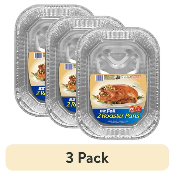 (3 pack) EZ Foil 20 LB Disposable Roasting Pans, 16 x 11.75 x 2.5 in., 2 Count