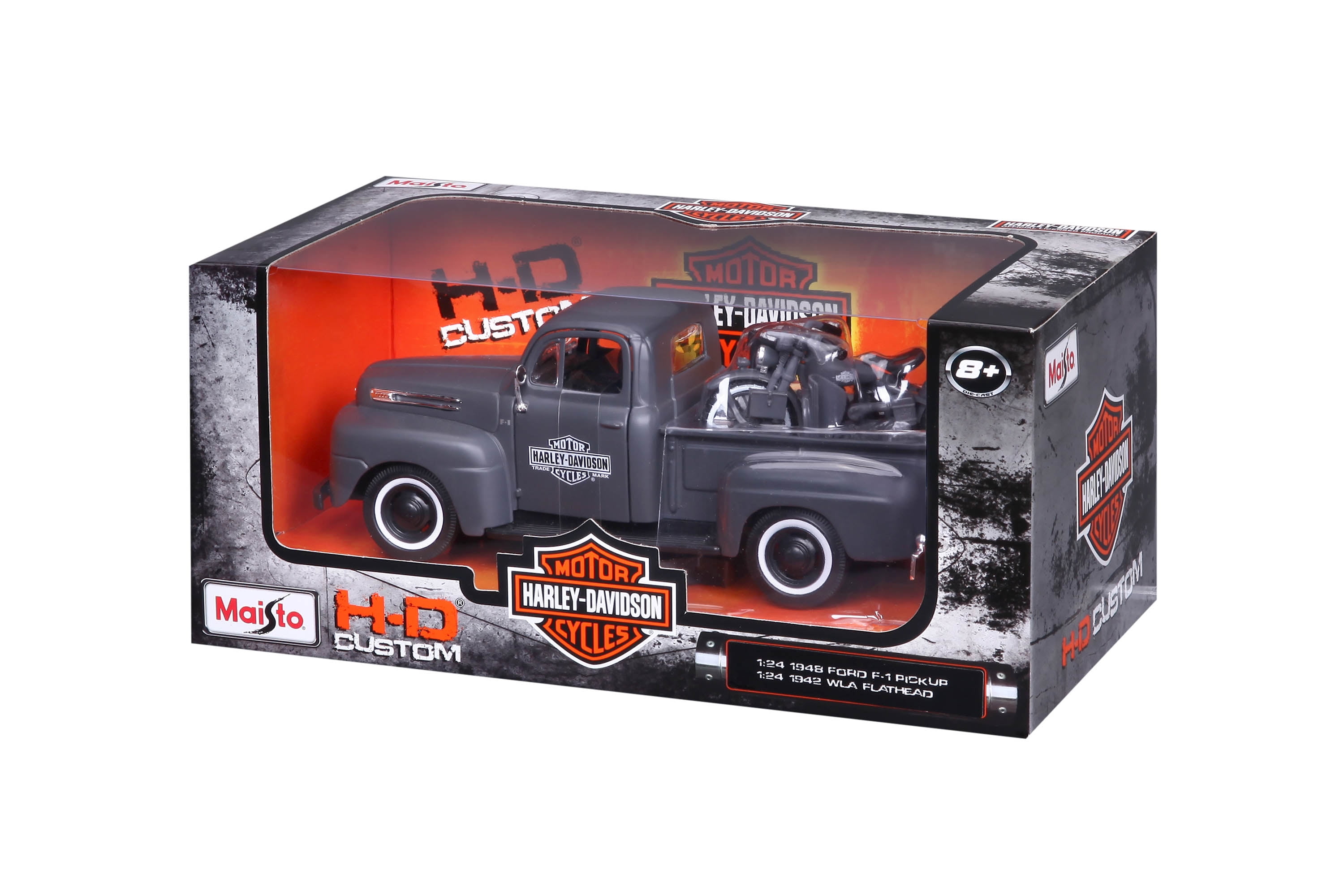 Maisto 32185FGR 1948 Ford F-1 Pickup with 1942 Harley WLA
