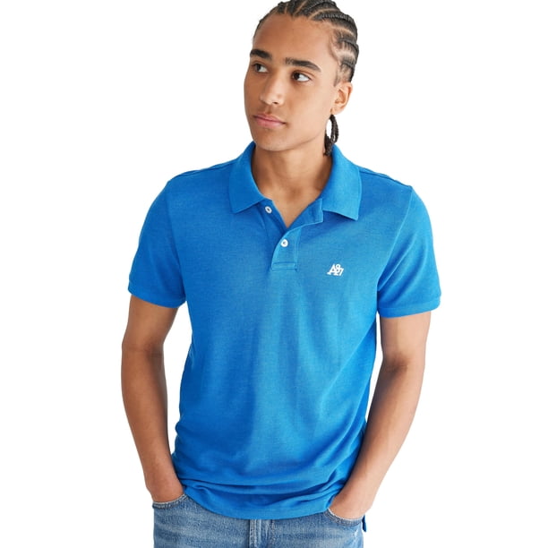 Camisa Polo AEROPOSTALE Aero A87 Piqué Sólido Azul Fuerza Talla XS Para Hombre