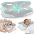 thumbnail image 5 of MOONORAH Cooling Bed Pillow for Neck and Shoulder Pain, Memory Foam Contour Pillow for Side, Back, Stomach Sleepers with Breathable Cooling Cover - Gray & White, 5 of 8