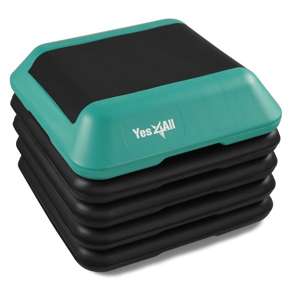 Yes4All Plateforme Aérobique Réglable pour Pas Haut, 16 Pouces x 16 Pouces Plateformes Noires/vertes pour Exercices d'Aérobic
