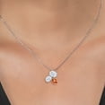 thumbnail image 3 of Gem Stone King 925 Silver and 10K Yellow Gold White Moissanite and Orange Sapphire Pendant Necklace for Women (2.95 Cttw, Oval 8X6MM, 7X5MM and 6X4MM, Gemstone, with 18 inch Chain), 3 of 4