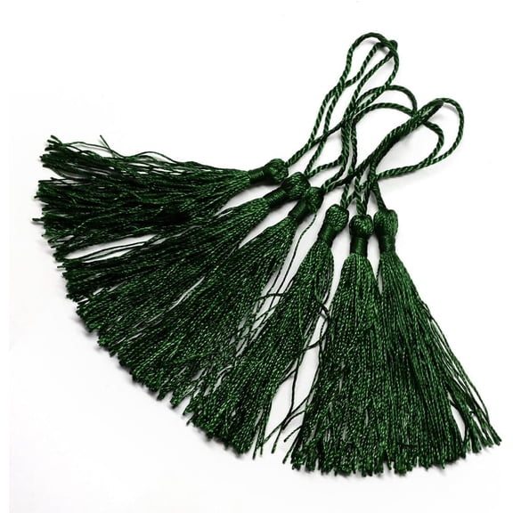 100Pcs Tassel Pendants Dark Green Decorations Tassels Polyester Tassels Charms Big Bookmark Tassels DIY