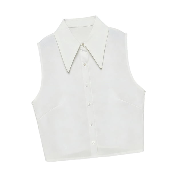 Blusa de media blusa con cuello falso y accesorio creativo para uso diario en graduación. M