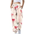 thumbnail image 5 of QATAINLAV Women's Casual Elastic Bottom Sweatpants Valentine's Day Heart Print Joggers Pant Loose Drawstring High Waisted Yoga Pants with Pockets Multicolor XL, 5 of 6