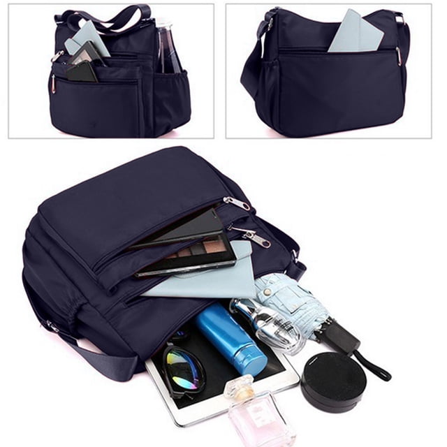 Large Capacity Nylon Crossbody Bag Multi Pocket Shoulder Bag Lightweight Casual Satchel Purse For Women Daily Commute Travel