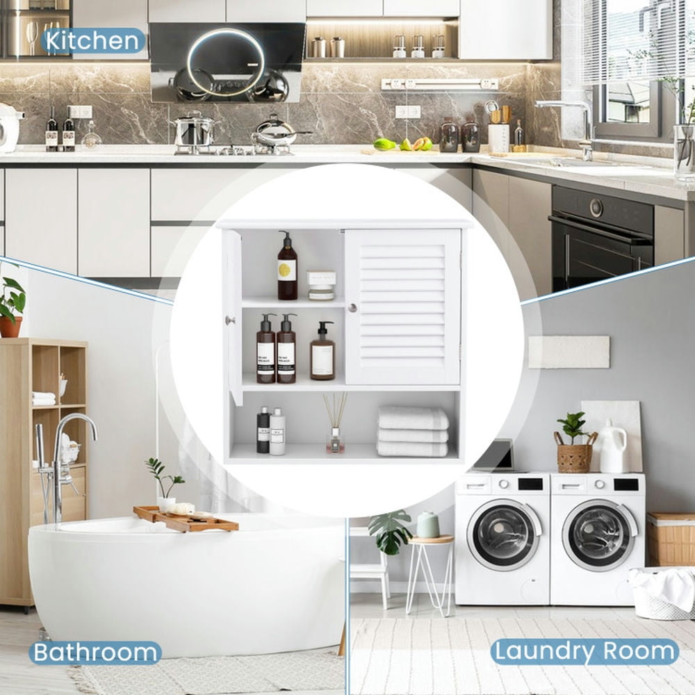 Finihen Bathroom Wall Cabinet, Wall Mounted Bathroom Cabinet, Medicine Cabinet, Double Doors Shelves Bathroom Wall Storage Cabinet, for Bathroom, White Finihen Bathroom Wall Cabinet, Wall Mounted Bathroom Cabinet, Medicine Cabinet, Double Doors Shelves Bathroom Wall Storage Cabinet, for Bathroom, White