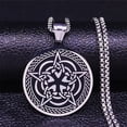 thumbnail image 4 of Celtic Pentacle Necklace Silver Stainless Steel Wicca Pagan Star Pendant Unisex Fantasy Forge Jewelry, 4 of 6