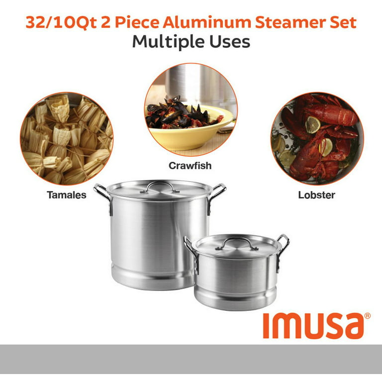 IMUSA 2-Piece Tamales Steamer Set, 32 qt./10 qt. - Silver