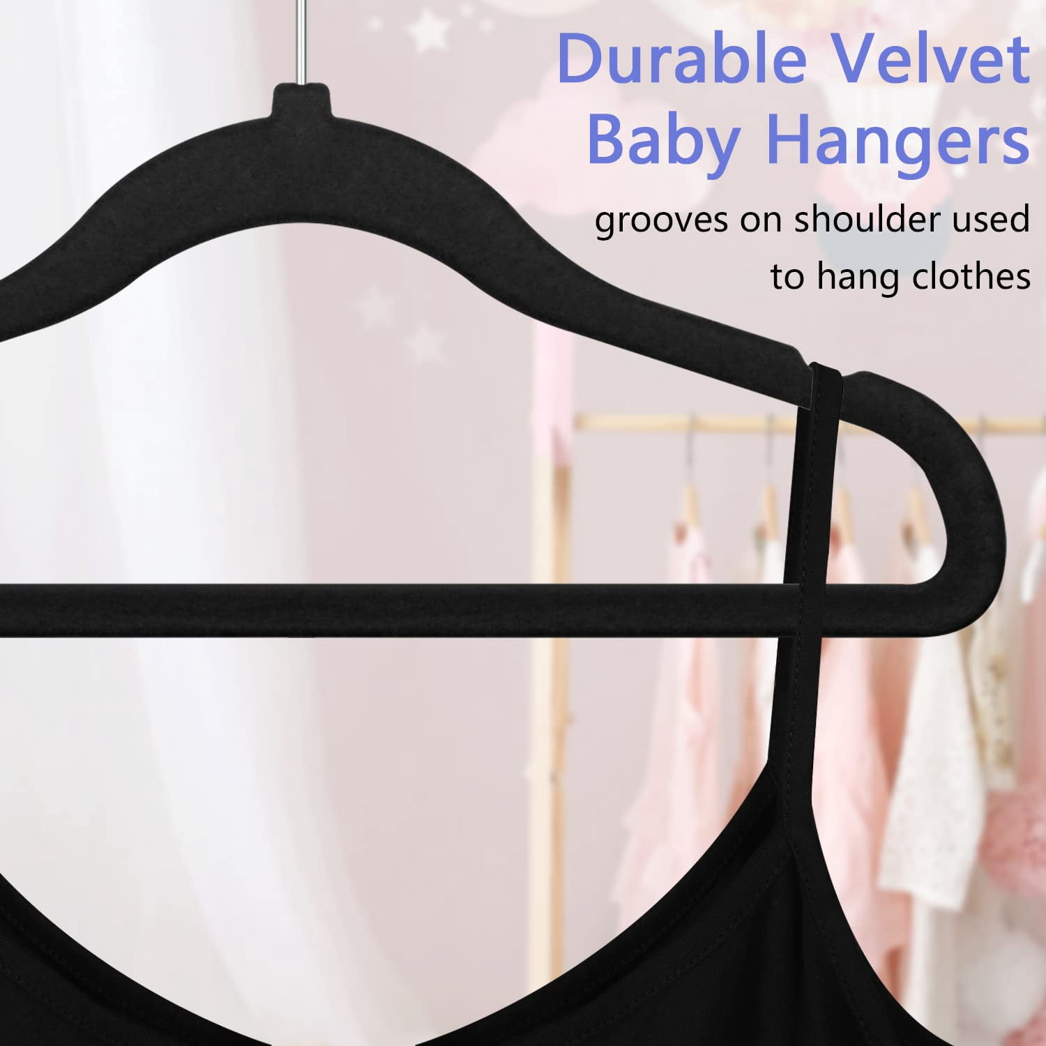 Kids Velvet Hangers 50 Pack 11.8 Inch Non-Slip Baby Toddler Clothes Hangers with Notches and Swivel Hooks Space-Saving Beige