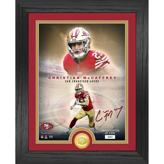 Highland Mint Christian McCaffrey San Francisco 49ers 13'' x 16'' NFL Legends Bronze Coin Photo Mint