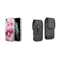 thumbnail image 1 of Liquid Glitter Case for iPhone 14 and Belt Holster Pouch - Pink Flowers, 1 of 9