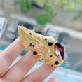 thumbnail image 6 of Gieenan Unisex Alloy Gold Leaf Brooch with Purple Gemstones Elegant Lapel Pin Handmade Accessory for Office and Party Attire, 6 of 9