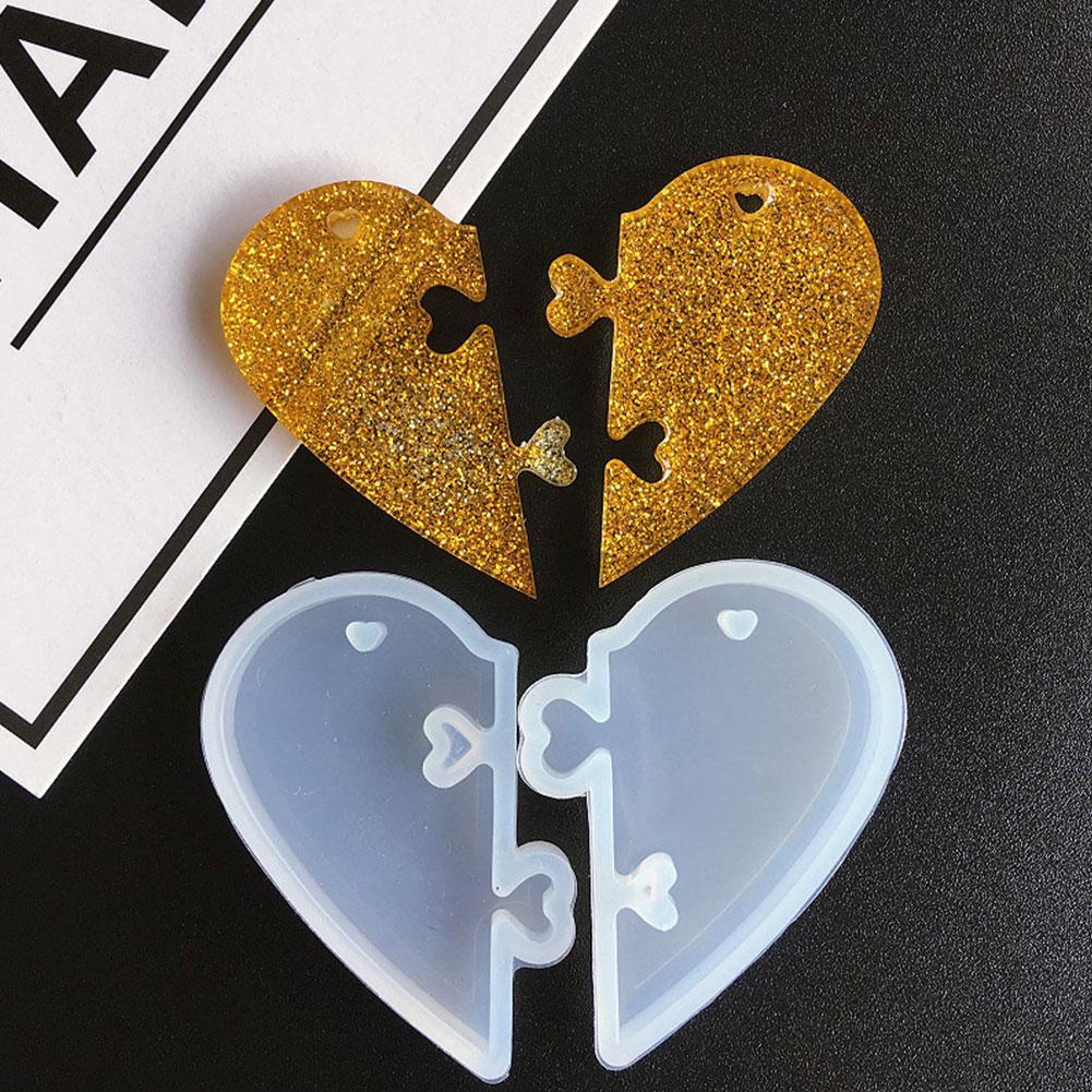 Puzzle Heart Silicone Pendant Molds Jewelry Resin Necklace Mould Diy Dropping Glue Mold Casting Craft For Diy Decorate Making Jewelry