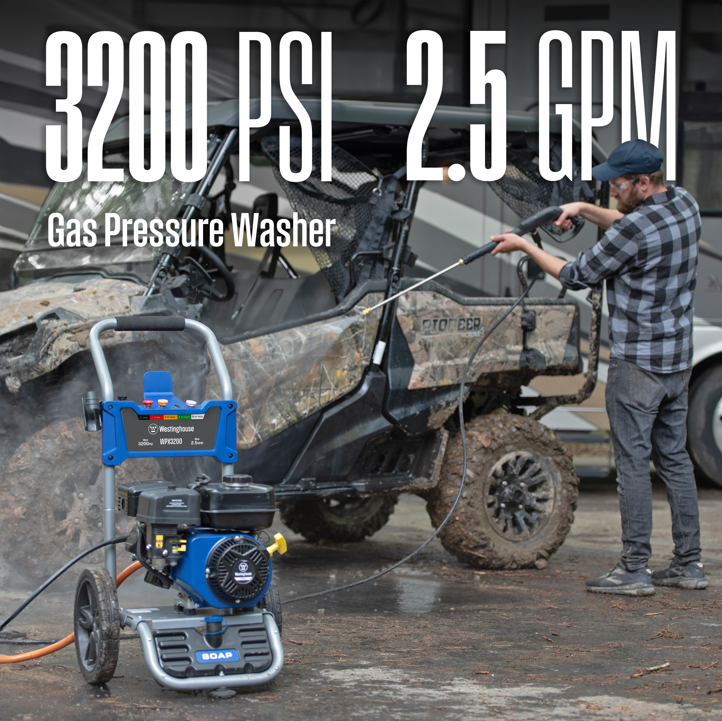 Westinghouse 3200-PSI, 2.5-GPM Gas Pressure Washer with 5 Nozzles & Soap Tank, 63 lbs. - image 2 of 13