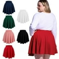 thumbnail image 4 of Women's Plus Size Mini Skater Skirt- Basic Versatile High Waisted Flared Casual Stretchy Skirts Black, 4 of 7