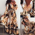 thumbnail image 3 of TRKIYQC, vestido bohemio de manga larga para mujer, cuello en V, cintura alta, estampado Floral, vestido largo, Vintage, informal, suelto, playa, cóctel, graduación, vestido TRKIYQC  perder, 3 of 6