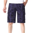 thumbnail image 1 of Puntoco Mono Estampado A Rayas Para Hombre Mono Recto De Cinco Puntos Con Múltiples Bolsillos Pantalones Cortos Informales Pantalones Cortos 006 Diamante De Cinco Puntos Azul Zafiro Xl (36), 1 of 3