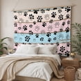 thumbnail image 3 of Pink Blue Paw Print Tapestry for Bedroom Wall Hanging Tapestry, Vintage Farmhouse Rustic Wooden Grain Ceiling Backdrop Tapestries Poster Blanket Wall Decor for Teens Room Living Room Dorm 59" x 90", 3 of 8