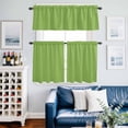 thumbnail image 4 of Watercolor Green Curtain Tier and Valance Set 3 Piece, Solid Color 3-inch Rod Pocket Window Tier Curtains Valance for Kitchen Living Room, 4 of 9