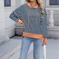 thumbnail image 5 of Penkiiy Women's Hooded Pullover Long Sleeve Casual Top | Fall Winter Striped Loungewear Essential | Soft Stretchy Fabric (Perfect Home/Office Wear) XL Gray, 5 of 8