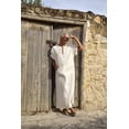 thumbnail image 2 of COOFANDY Men's V-Neck Linen Robe Short Sleeve Kaftan Thobe Long Gown Casual Shirt for Beach, 2 of 6