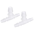 thumbnail image 1 of Unique Bargains 8x12x8mm OD PP Reducing Barb Hose Fitting Tee T Shape 3 Way Pipe Connector, Translucent 2 Pack, 1 of 5