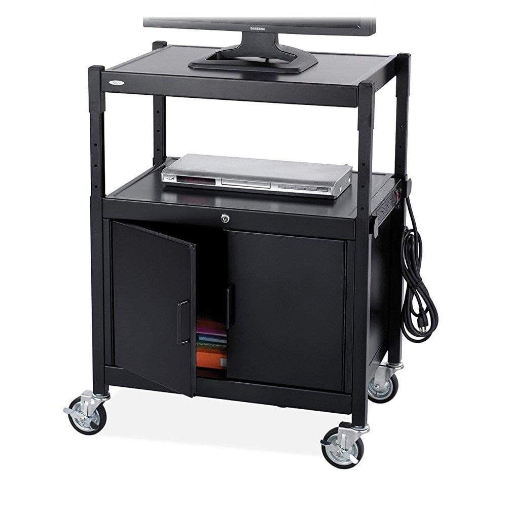 safco products 8943bl steel adjustable av cart with locking