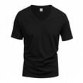 thumbnail image 2 of IAJDKMEK Men's V-Neck Short Sleeve Lightweight T-Shirt — Soft Stretch Top with Breathable Fabric, a Stylish Casual Shirt for Men, Perfect as a Summer Shirt,Black L, 2 of 5