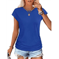 thumbnail image 1 of Camiseta de Corta con Cuello Redondo y Fruncido para Mujer, Color Azul, Talla XL, 1 of 6