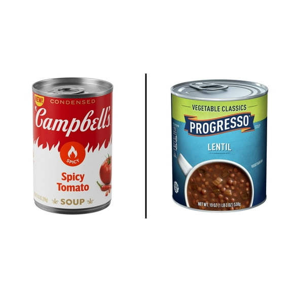 Campbell's Spicy Tomato Soup 10.5 oz & Progresso Vegetable Classics Lentil Soup 19 oz