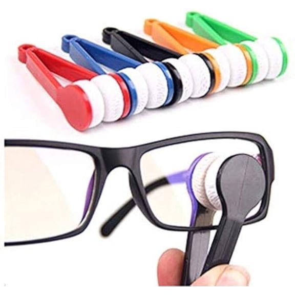 12 pcs Mini Sun Glasses Eyeglass Microfiber Spectacles Cleaner Brush Cleaning Tool（Random Color）