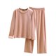 thumbnail image 2 of Puntoco Ropa de dormir para mujer, moda femenina, color sólido, cuello redondo, ropa de dormir informal cálida para el hogar, conjunto de pijama, 2 of 5