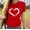 #7-Red, variant on Pntutb Women's Tops Short Sleeve O-Neck Heart-Shaped Print Blouses T-Shirt