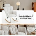 thumbnail image 5 of Rocking Chair with Footrest – Modern High Back Accent Armchair with Tufted Back, Teddy Fabric Upholstered Nursery, Ivory Glider Chair for Living Room and Bedroom, 5 of 8