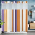 thumbnail image 6 of No Hook Shower Curtains with Snap-in Liner Set, Orange Striped Waterproof Hotel Style Bathroom Shower Curtain, Farmhouse Stripes Modern Abstract Art Breathable Mesh Top Window Bath Curtains 72''x78'', 6 of 9